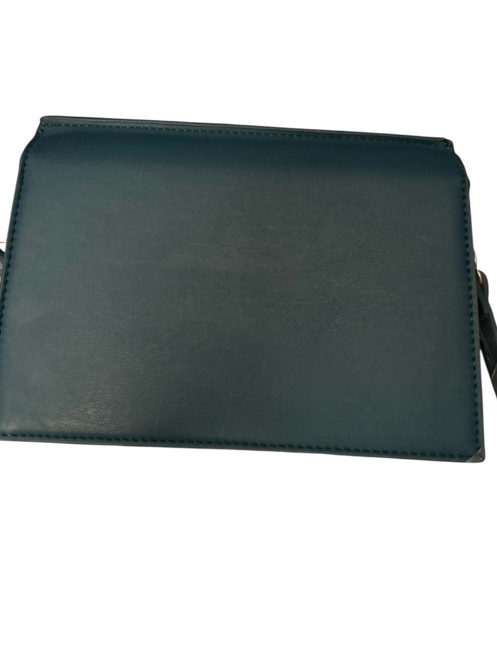 MWT Badgley Mischka Blue Teal Vegan Leather Crossbody Silver Monogram & Trim - Picture 4 of 5